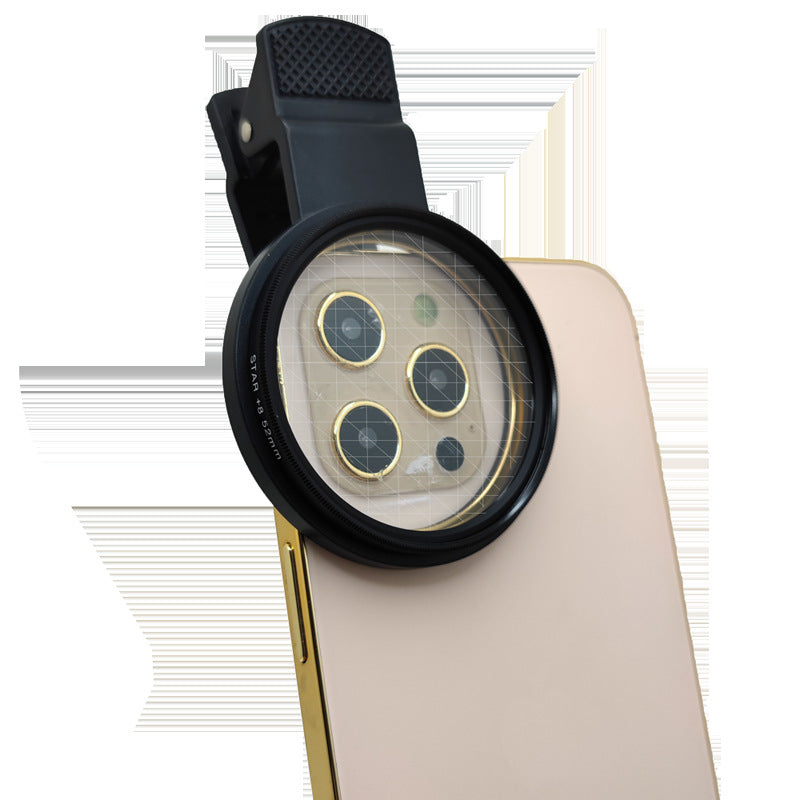 52-mm-Objektiv, Handy-Zubehör, Funkelnder Sternenlichtspiegel, Kurzer Linienspiegel, Sternenexplosionsspiegel, 4/6/8 Linien, Einzeln