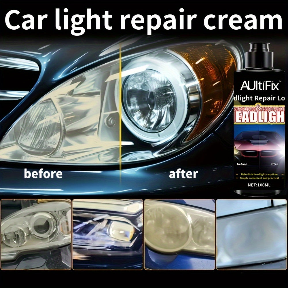 Cremă de reparare a farurilor auto AULTIFIX, 100 ml, reparare antioxidantă și zgârieturi, lustruire plastic PVC, potrivită universal pentru întreținerea și îngrijirea farurilor auto