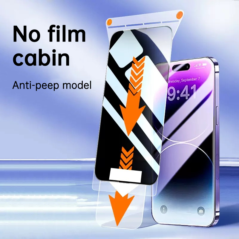 Displayschutzfolie aus gehärtetem Glas für Apple iPhone 15 Pro Max, Anti-Spionage-Folie mit staubfreier Kammer und Rollapplikator