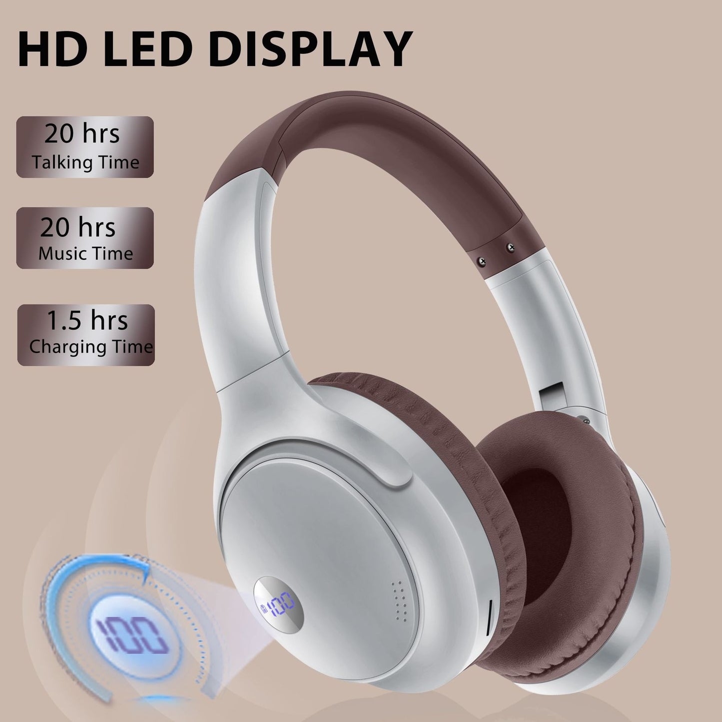 Căști Bluetooth fără fir AKZ-16B cu afișaj pentru baterie și baterie pliabilă cu durată lungă de viață