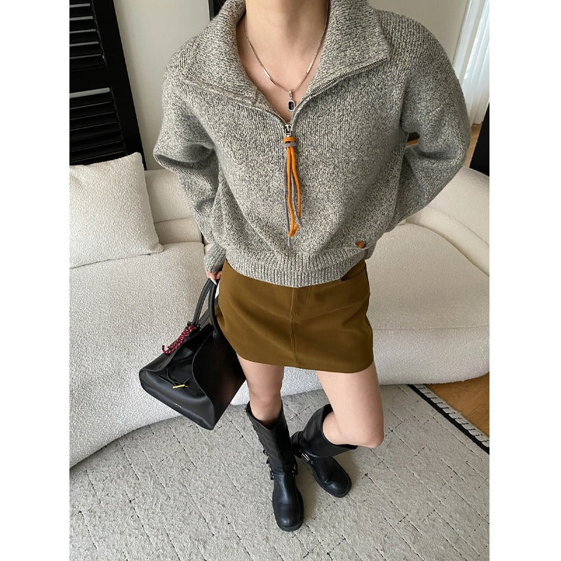 Pulover tricotat cu imprimeu floral, stil intelectual, stil casual, lejer, slim fit