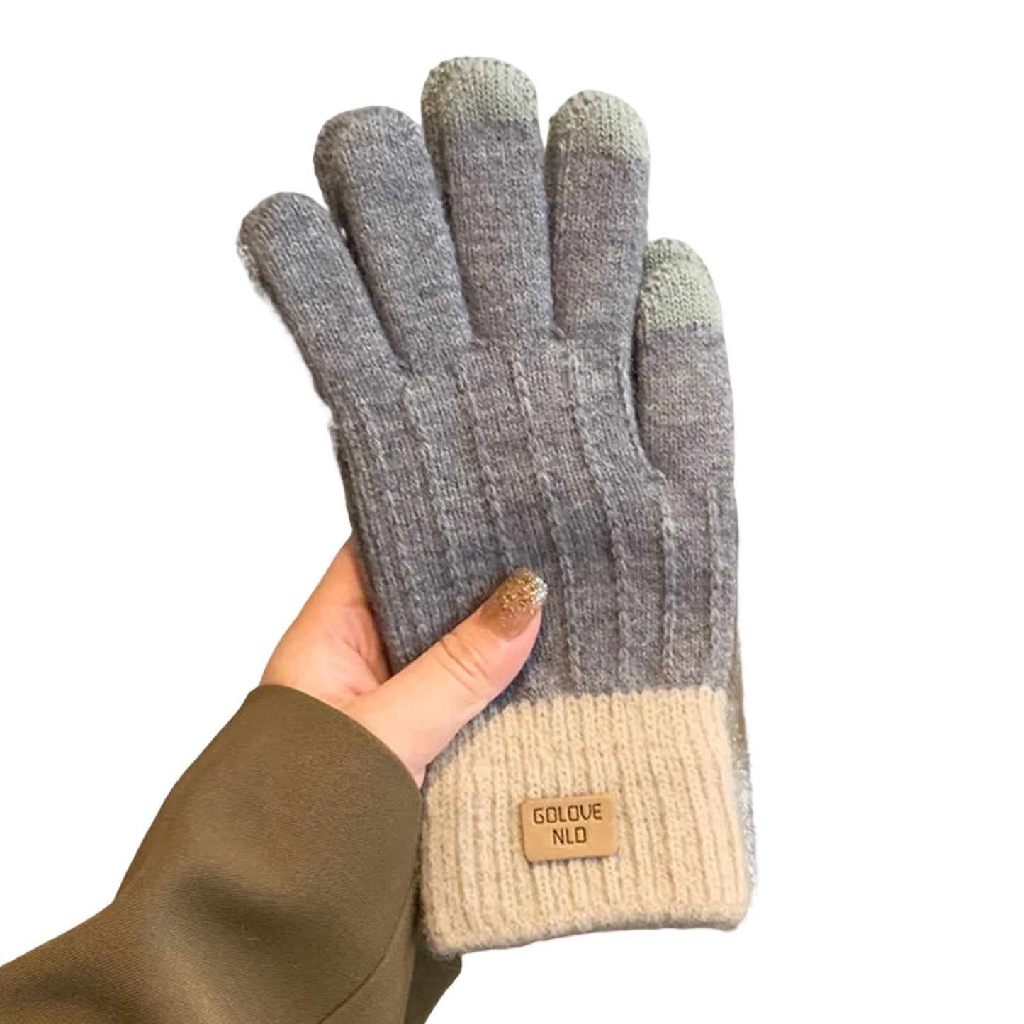 Women's Cable Knit Gloves Warm Fleece Lined Knit Gloves with Touchscreen for Women Girls Winter Gift