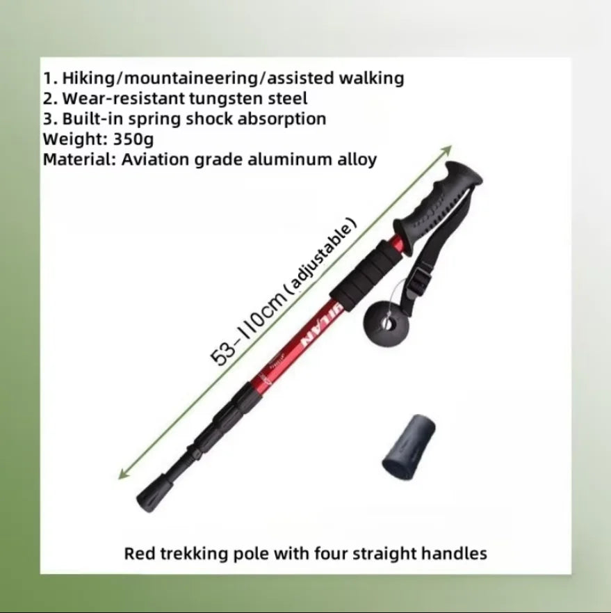 Trekking Poles Shock Absorption Foldable Ultralight Hiking Pole Suitable For Outdoor Camping Mountaineering Backpacking And Trip