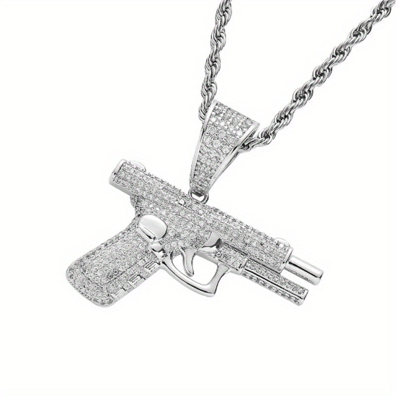 1 buc hip-hop trend zircon pistol pandantiv colier pentru bărbați și femei stradă rap bijuterii accesorii