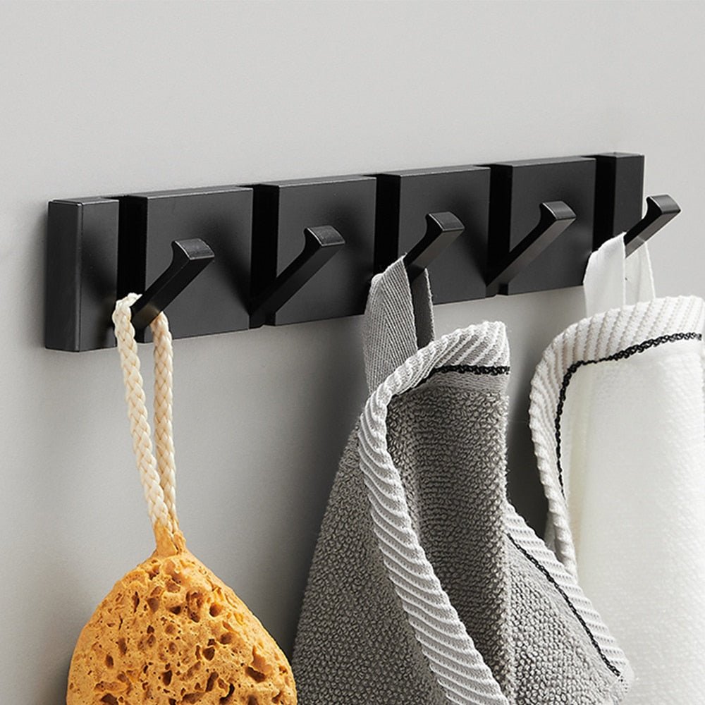 Folding Towel Hanger 2ways Installation Wall Hooks Coat Clothes Holder for Bathroom Kitchen Bedroom Hallway, Black Gold - ๐๐ฎ๐ฏ๐ฅ๐๐ฌ๐ก๐จ๐ฉ.๐๐จ๐ฆ