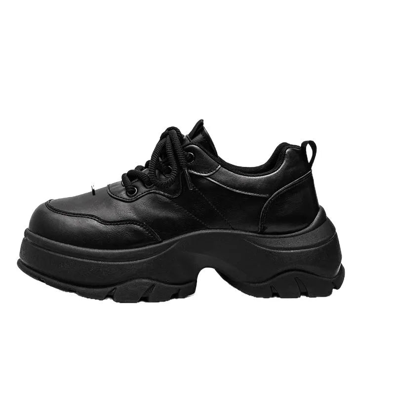 Men's Derby Shoes Autumn New Style Thick Bottom Heightening Casual Shoes All - Match British Style round Toe Rubber Outsole - 𝐝𝐮𝐯𝐥𝐚𝐬𝐡𝐨𝐩.𝐜𝐨𝐦