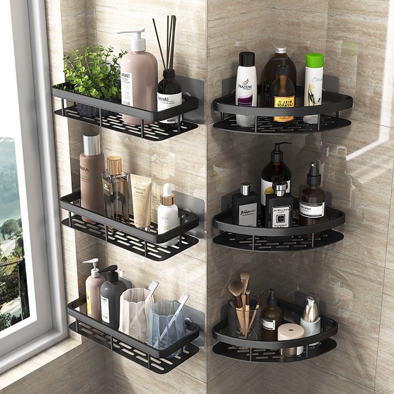 Minimalist bathroom black aluminum alloy triangular rectangular non perforated bathroom storage corner shelf - 𝐝𝐮𝐯𝐥𝐚𝐬𝐡𝐨𝐩.𝐜𝐨𝐦