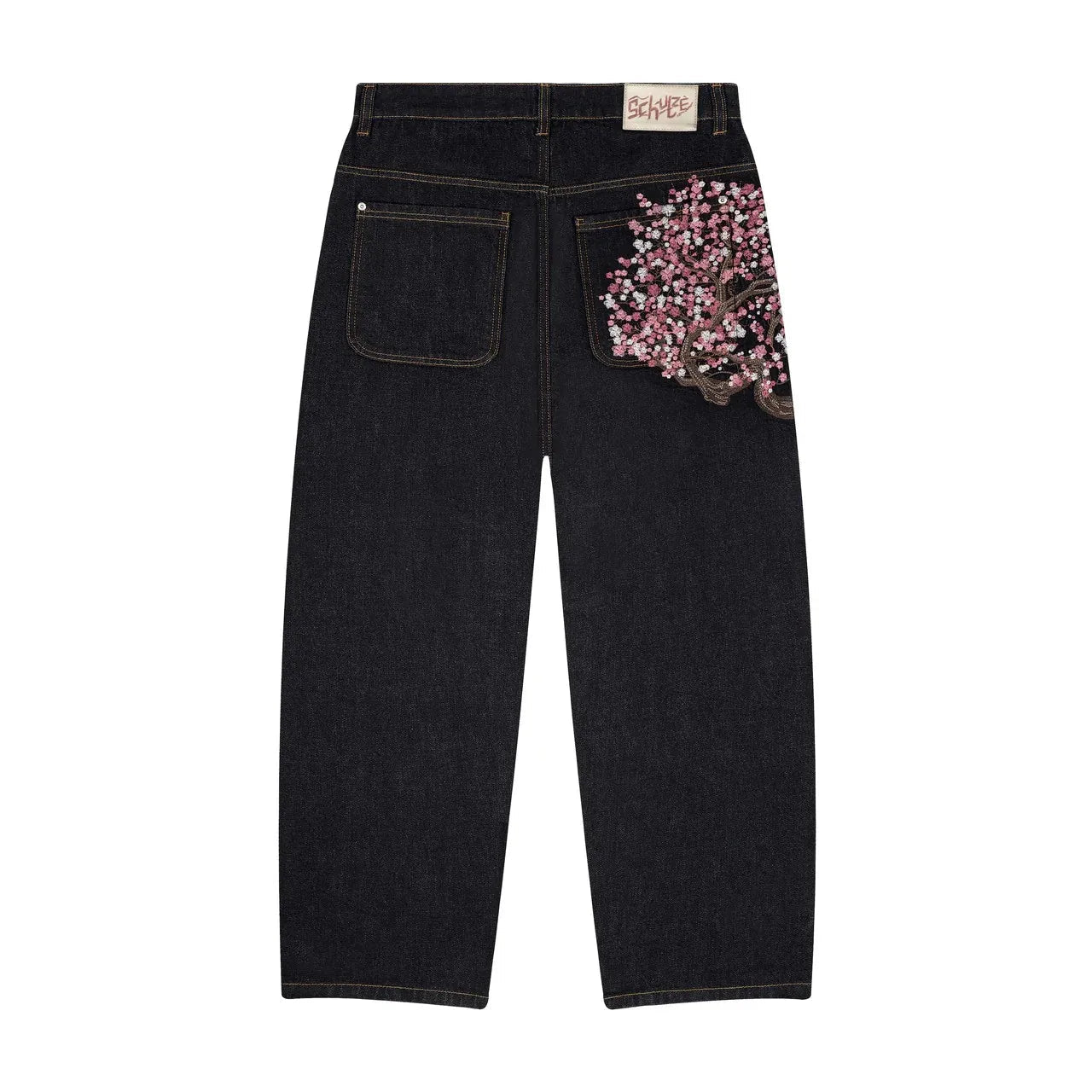 Vintage Cherry Blossom Black Knight Embroidery Jeans Y2k Retro Baggy Straight Denim Pants Blue Wash Jean Men Clothing Streetwear - 𝐝𝐮𝐯𝐥𝐚𝐬𝐡𝐨𝐩.𝐜𝐨𝐦