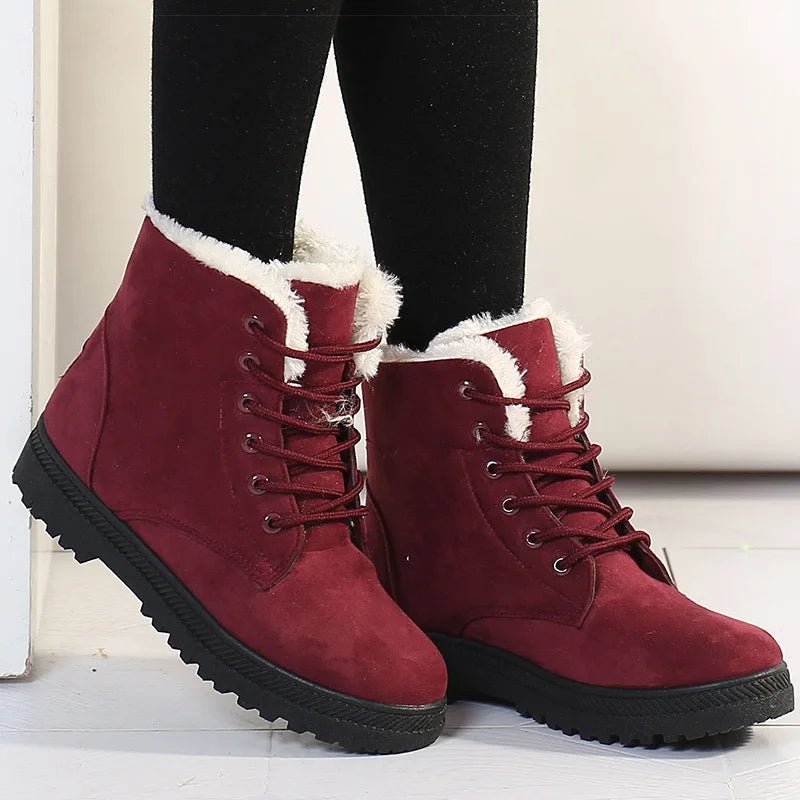Women's Boots Warm Fur Botas Mujer 2025 Winter Shoes For Woman Snow Boots Low Heels Ankle Boots Winter Black Footwear Female - 𝐃𝐔𝐕𝐋𝐀𝐒𝐇𝐎𝐏