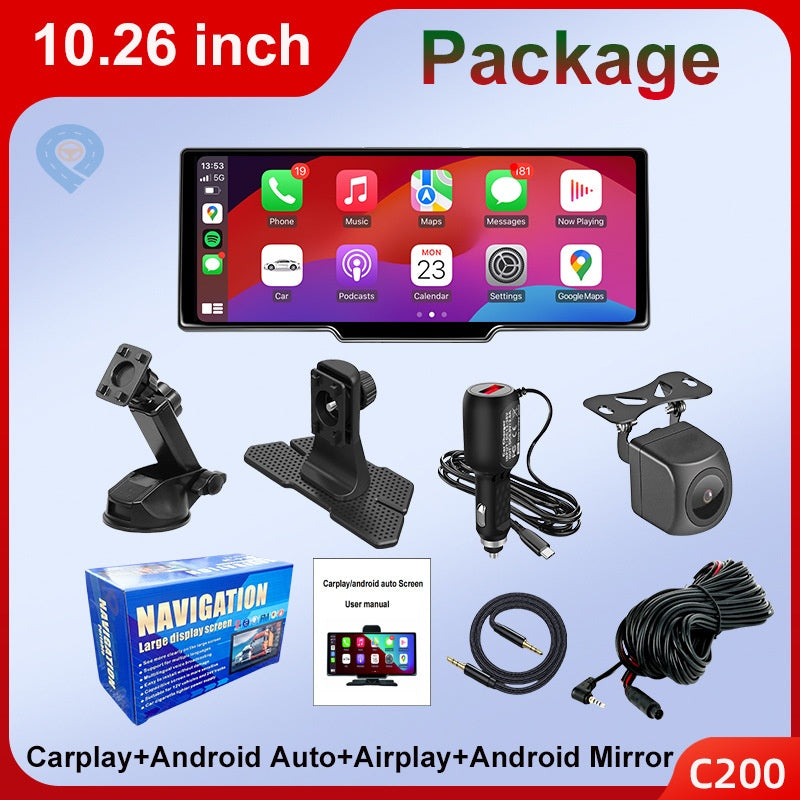 Tragbarer 10,26-Zoll-Smart-Bildschirm für die zentrale Fahrzeugsteuerung mit kabellosem CarPlay, Android Auto, Bluetooth und AHD-Rückfahrkamera