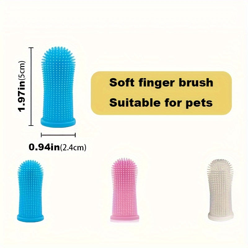 Super Soft Silicone Pet Finger Toothbrush for Dogs & Cats - Gentle Dental Care with Soft Bristles, Ergonomic Grip, Plaque & Tartar Remover, Safe for Sensitive Gums, Multi-Color Options (White, Pink, Blue, Green, Black) - Batt