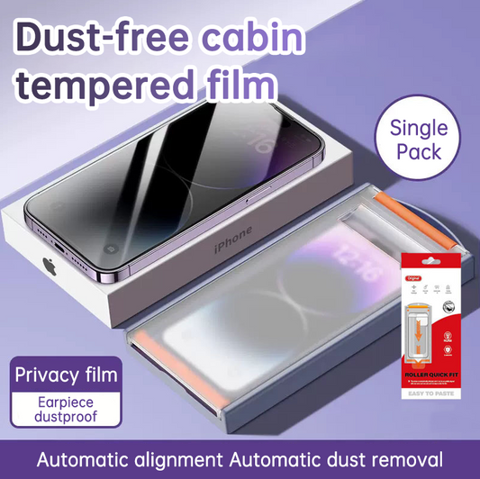 Displayschutzfolie aus gehärtetem Glas für Apple iPhone 15 Pro Max, Anti-Spionage-Folie mit staubfreier Kammer und Rollapplikator