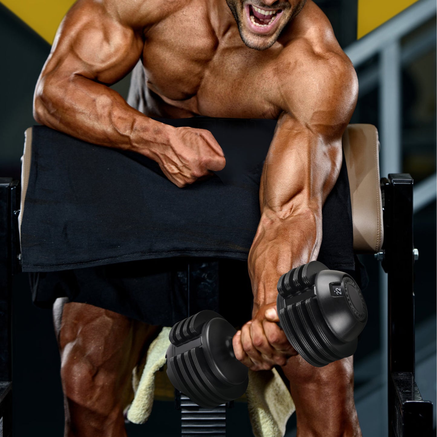 Ganteră reglabilă din oțel și plastic de 22,5 kg