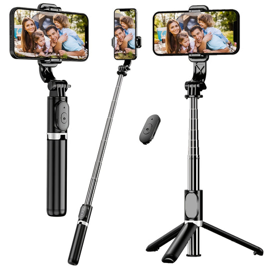 Stick selfie extensibil pentru telefon mobil de 40", suport trepied all-in-1 pentru smartphone cu telecomandă wireless, rotație la 360° pentru iPhone 14/13/12/12 Pro/11/11 Pro/XS/XR/X/8/7 Plus, pentru smartphone-uri Samsung, Google, LG, Sony