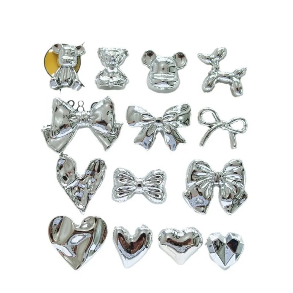 10pcs Cute Cartoon Kawaii silver heart butterfly bow Series Flat Back Resin DIY Scrapbooking Cabochons Decoration Accessories - 𝐝𝐮𝐯𝐥𝐚𝐬𝐡𝐨𝐩.𝐜𝐨𝐦