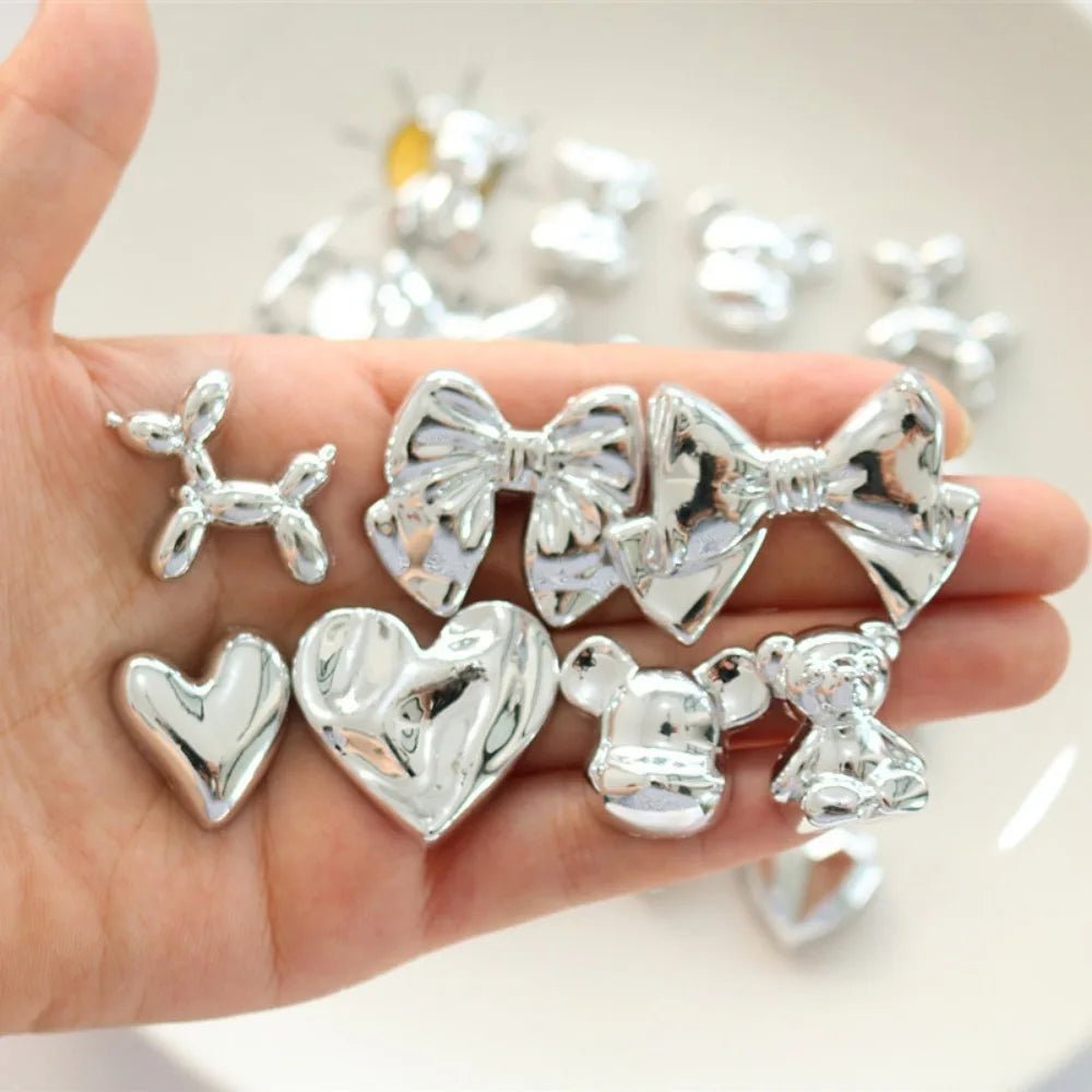 10pcs Cute Cartoon Kawaii silver heart butterfly bow Series Flat Back Resin DIY Scrapbooking Cabochons Decoration Accessories - 𝐝𝐮𝐯𝐥𝐚𝐬𝐡𝐨𝐩.𝐜𝐨𝐦