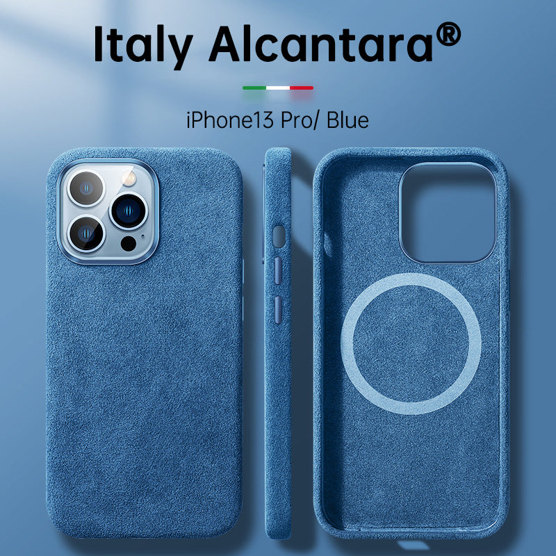 Carcasă din Alcantara italiană pentru iPhone 15 Pro Max, din piele business, pentru iPhone 13 Pro Max, cu magneți