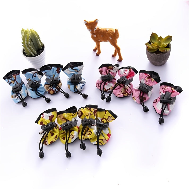 4 buc încălțăminte rezistentă la apă pentru câini de talie mică - Protejați labele animalului dvs. de companie și mențineți-le uscate