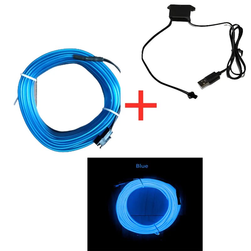 1M/3M/5M Car Interior Led Decorative Lamp EL Wiring Neon Strip For Auto DIY Flexible Ambient Light USB Party Atmosphere Diode - 𝐝𝐮𝐯𝐥𝐚𝐬𝐡𝐨𝐩.𝐜𝐨𝐦