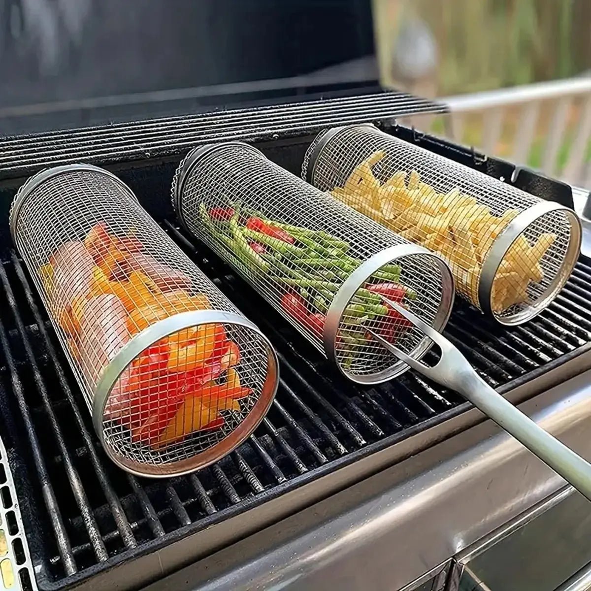1pc Stainless Steel BBQ Cage Grill Cage Perfect For OutdoorGrilling Camping Grill Accessories Tool Gifts For Camping BBQ - 𝐝𝐮𝐯𝐥𝐚𝐬𝐡𝐨𝐩.𝐜𝐨𝐦