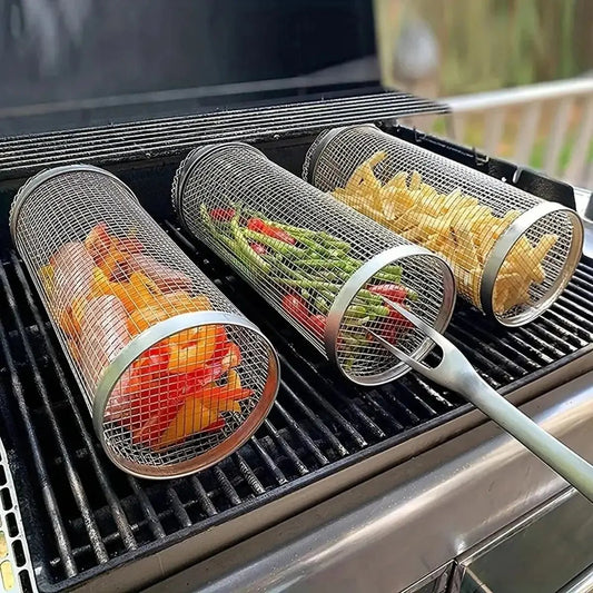 1pc Stainless Steel BBQ Cage Grill Cage Perfect For OutdoorGrilling Camping Grill Accessories Tool Gifts For Camping BBQ - 𝐝𝐮𝐯𝐥𝐚𝐬𝐡𝐨𝐩.𝐜𝐨𝐦