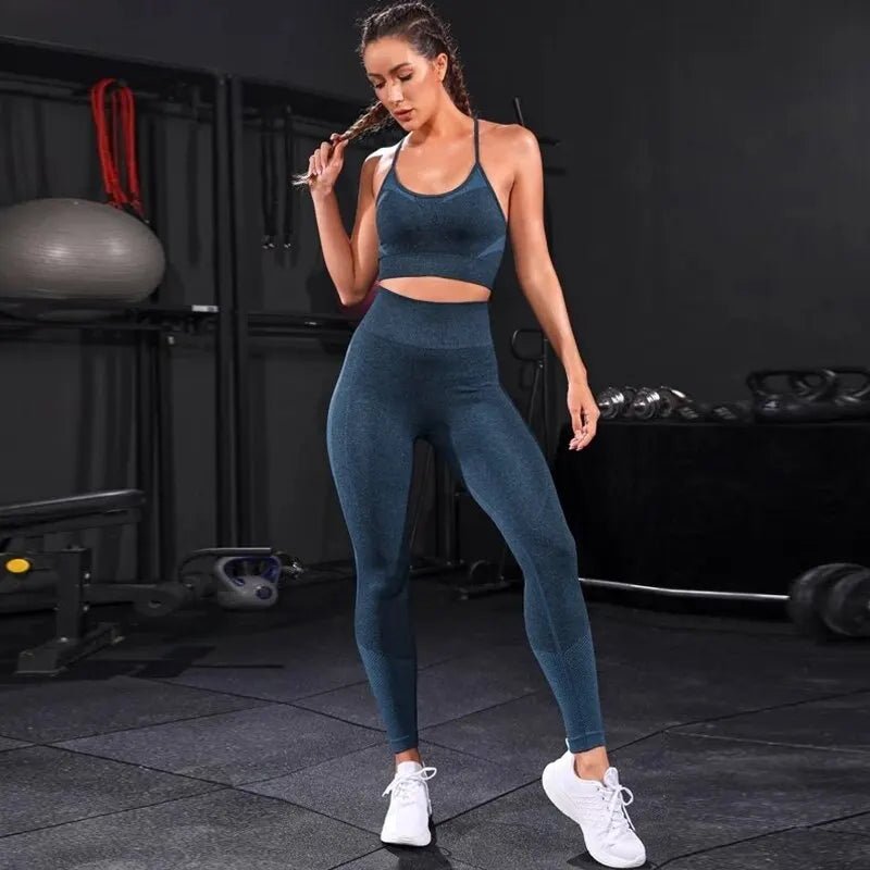 2 Pieces Women's Tracksuit Seamless Yoga Set Workout Sportswear Gym Clothing High Waist Leggings Fitness Sports Suits - 𝐝𝐮𝐯𝐥𝐚𝐬𝐡𝐨𝐩.𝐜𝐨𝐦