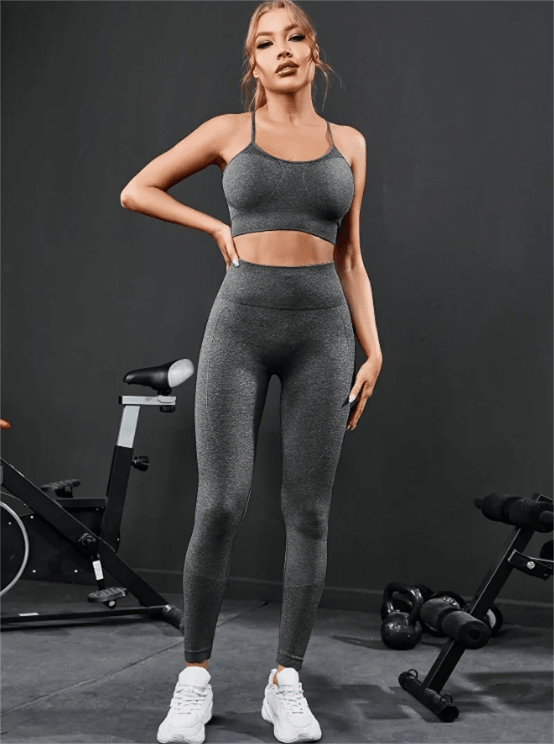 2 Pieces Women's Tracksuit Seamless Yoga Set Workout Sportswear Gym Clothing High Waist Leggings Fitness Sports Suits - 𝐝𝐮𝐯𝐥𝐚𝐬𝐡𝐨𝐩.𝐜𝐨𝐦