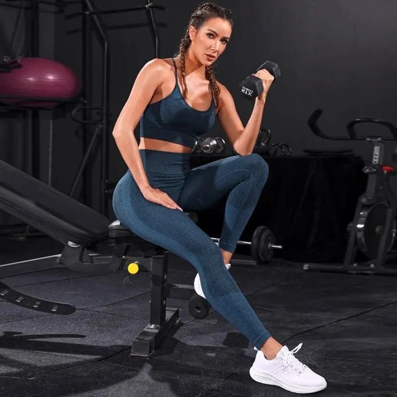 2 Pieces Women's Tracksuit Seamless Yoga Set Workout Sportswear Gym Clothing High Waist Leggings Fitness Sports Suits - 𝐝𝐮𝐯𝐥𝐚𝐬𝐡𝐨𝐩.𝐜𝐨𝐦