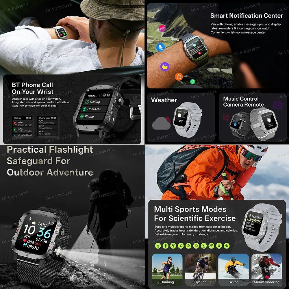 2025 New SmartWatch Men For Women Militray Outdoor GPS Track Sport Watches Heart Rate Sleep Waterproof Smart Watch IOS Android - 𝐝𝐮𝐯𝐥𝐚𝐬𝐡𝐨𝐩.𝐜𝐨𝐦