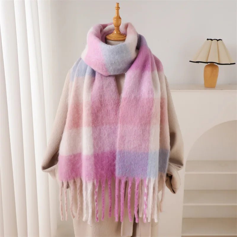2025 Winter Thick Warm Scarf Women Cashmere Shawl and Wraps Pashmina Neckerchief Bufanda Female Rainbow Hairy Tessel Echarpe New - 𝐝𝐮𝐯𝐥𝐚𝐬𝐡𝐨𝐩.𝐜𝐨𝐦