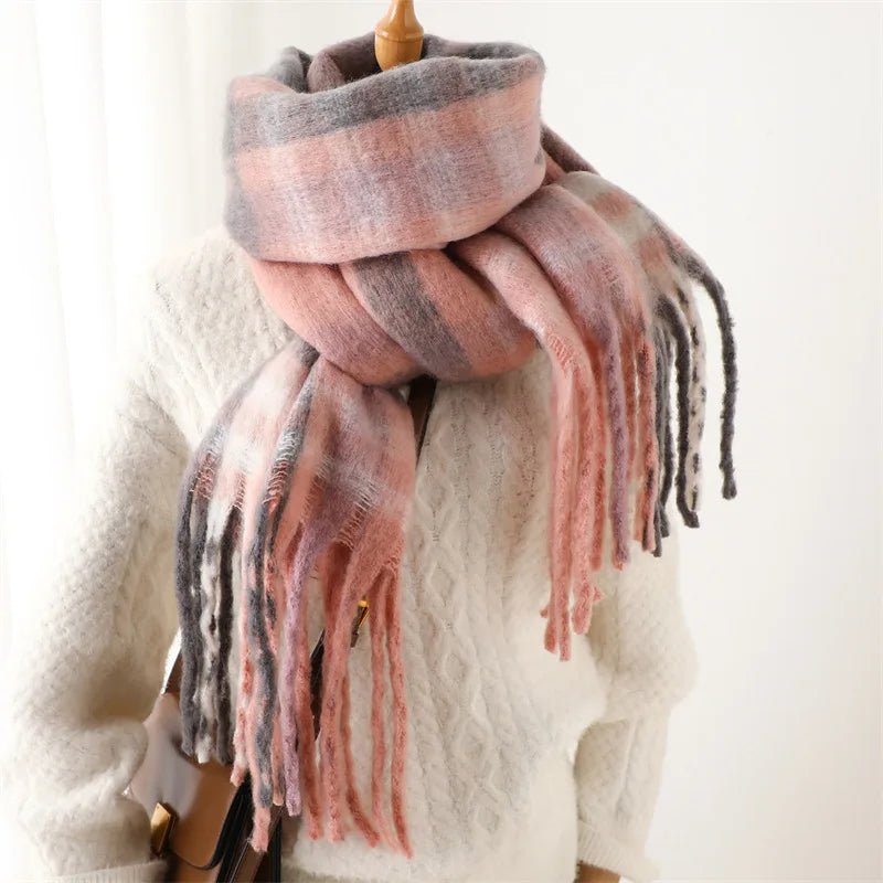 2025 Winter Thick Warm Scarf Women Cashmere Shawl and Wraps Pashmina Neckerchief Bufanda Female Rainbow Hairy Tessel Echarpe New - 𝐝𝐮𝐯𝐥𝐚𝐬𝐡𝐨𝐩.𝐜𝐨𝐦