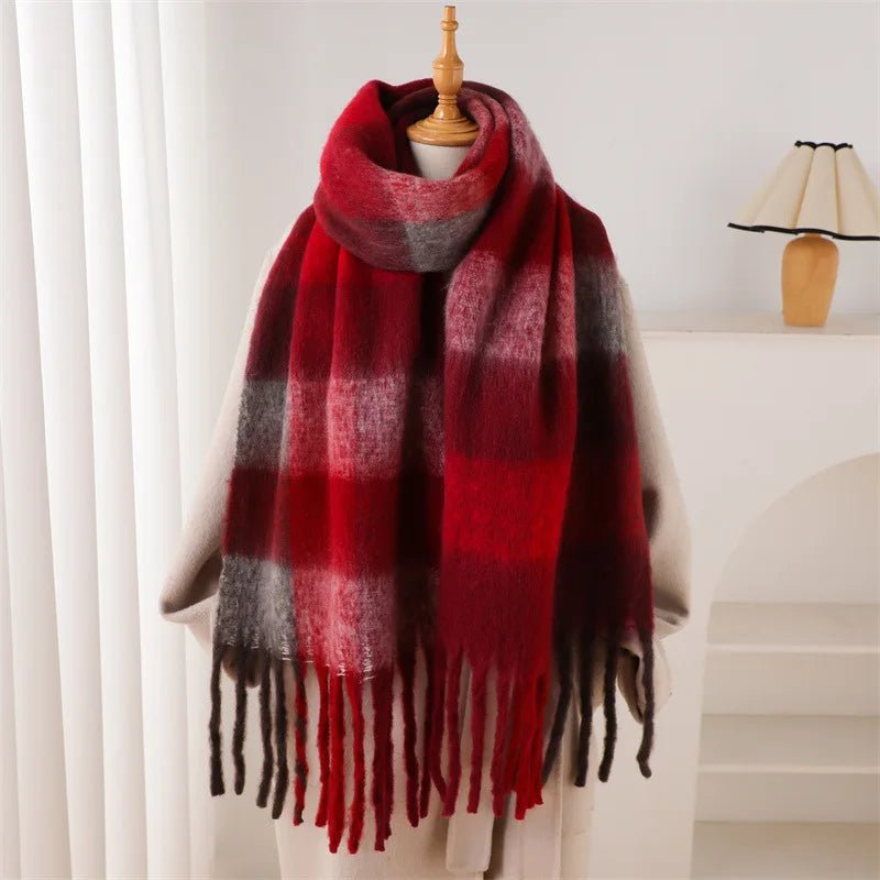 2025 Winter Thick Warm Scarf Women Cashmere Shawl and Wraps Pashmina Neckerchief Bufanda Female Rainbow Hairy Tessel Echarpe New - 𝐝𝐮𝐯𝐥𝐚𝐬𝐡𝐨𝐩.𝐜𝐨𝐦