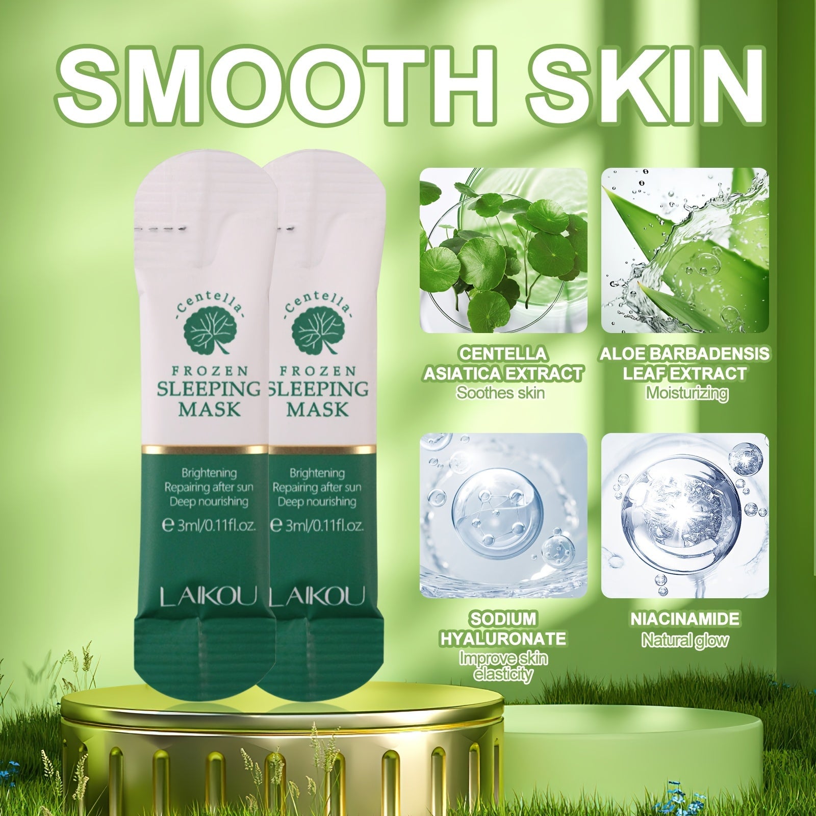 20pcs Centella Asiatica Moisturizing & Firming Sleeping Mask - Hydrating, Fragrance - Free, Hypoallergenic, Plant - Based Formula for All Light Beige Types, Unisex Adult Skincare, Skincare Routine, Sleek Packaging, Natural Ingred - 𝐝𝐮𝐯𝐥𝐚𝐬𝐡𝐨𝐩.𝐜𝐨𝐦