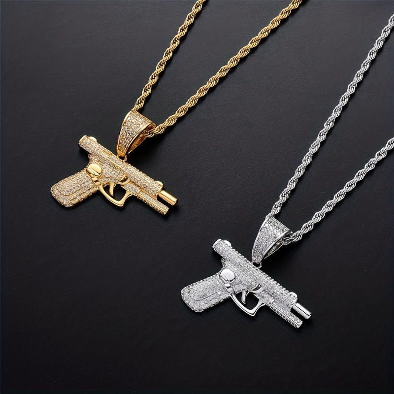 1 buc hip-hop trend zircon pistol pandantiv colier pentru bărbați și femei stradă rap bijuterii accesorii