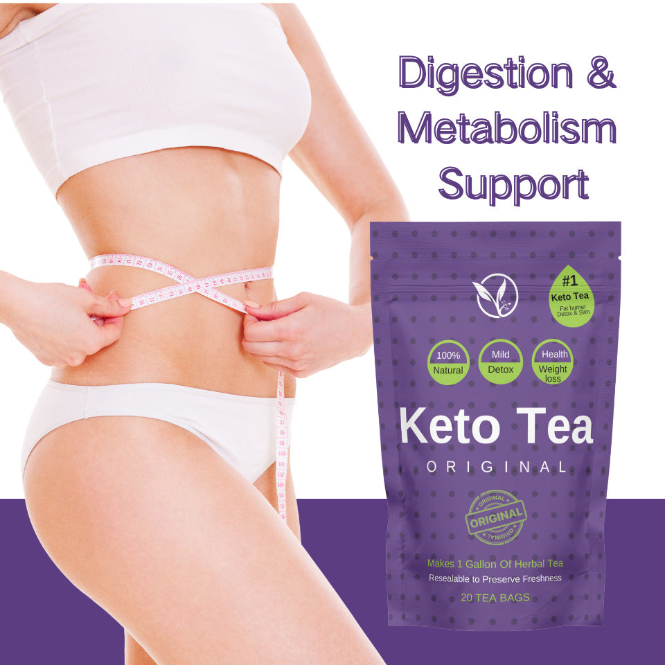 Thé IASO pour brûler les graisses, détoxifier et mincir, présentation en sachets avec feuilles de thé séchées visibles.