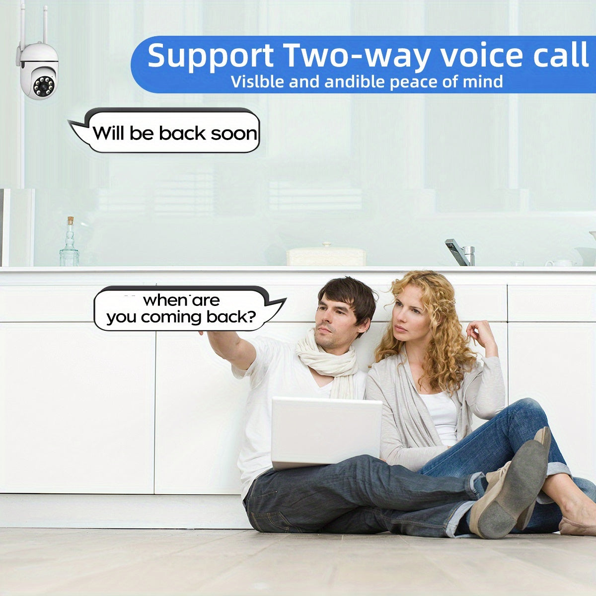 1pc JOOAN Smart Security Camera, Supports 1080P High Definition, 360° Panoramic View, Wireless Wifi, Dual Audio, PTZ (Pan/Tilt/Zoom), Night Vision, Motion Recording - Suitable for Indoor/Outdoor Use