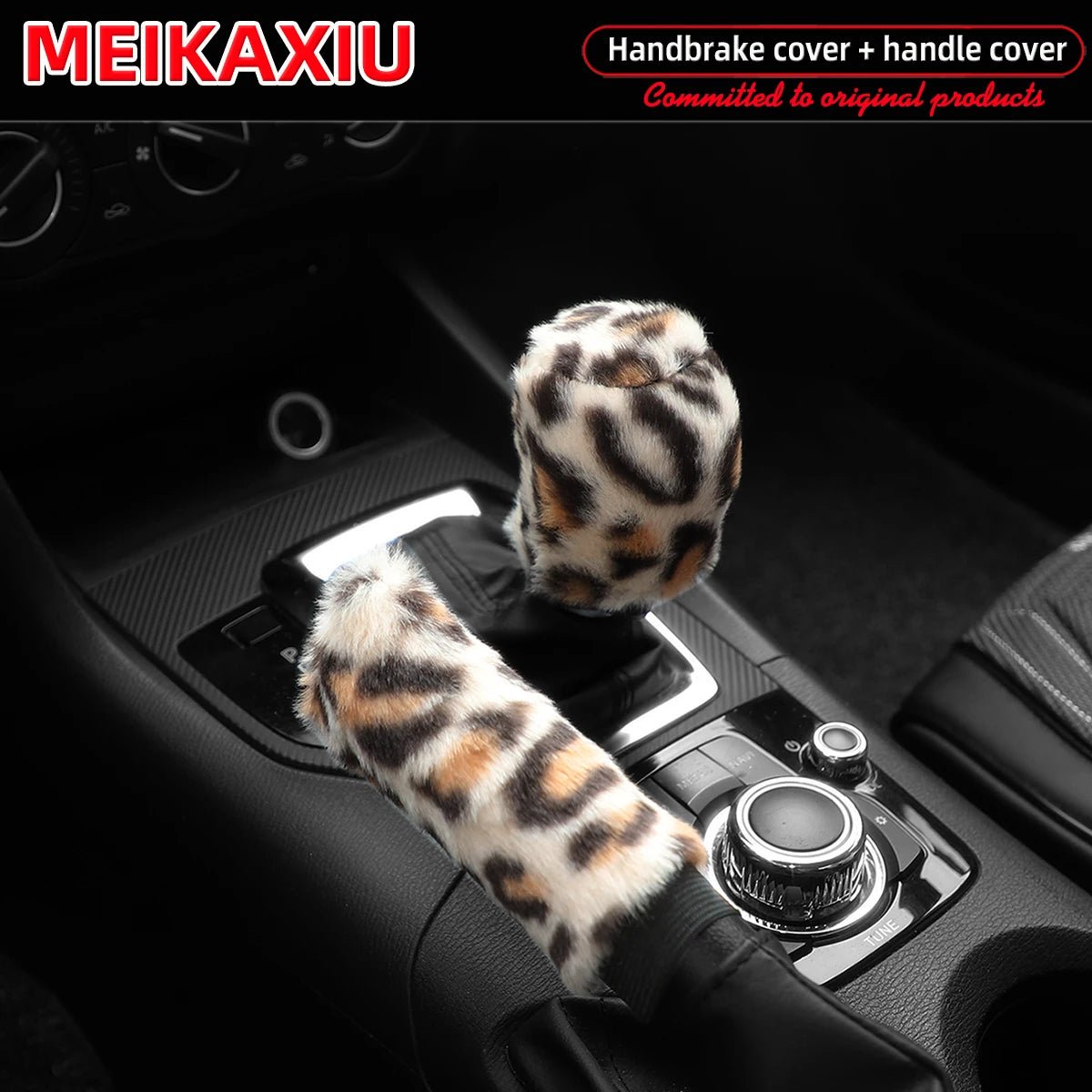 2pcs artificial rabbit fur printed leopard pattern car handbrake lever cover gearshift lever cover manual transmission for women - 𝐝𝐮𝐯𝐥𝐚𝐬𝐡𝐨𝐩.𝐜𝐨𝐦