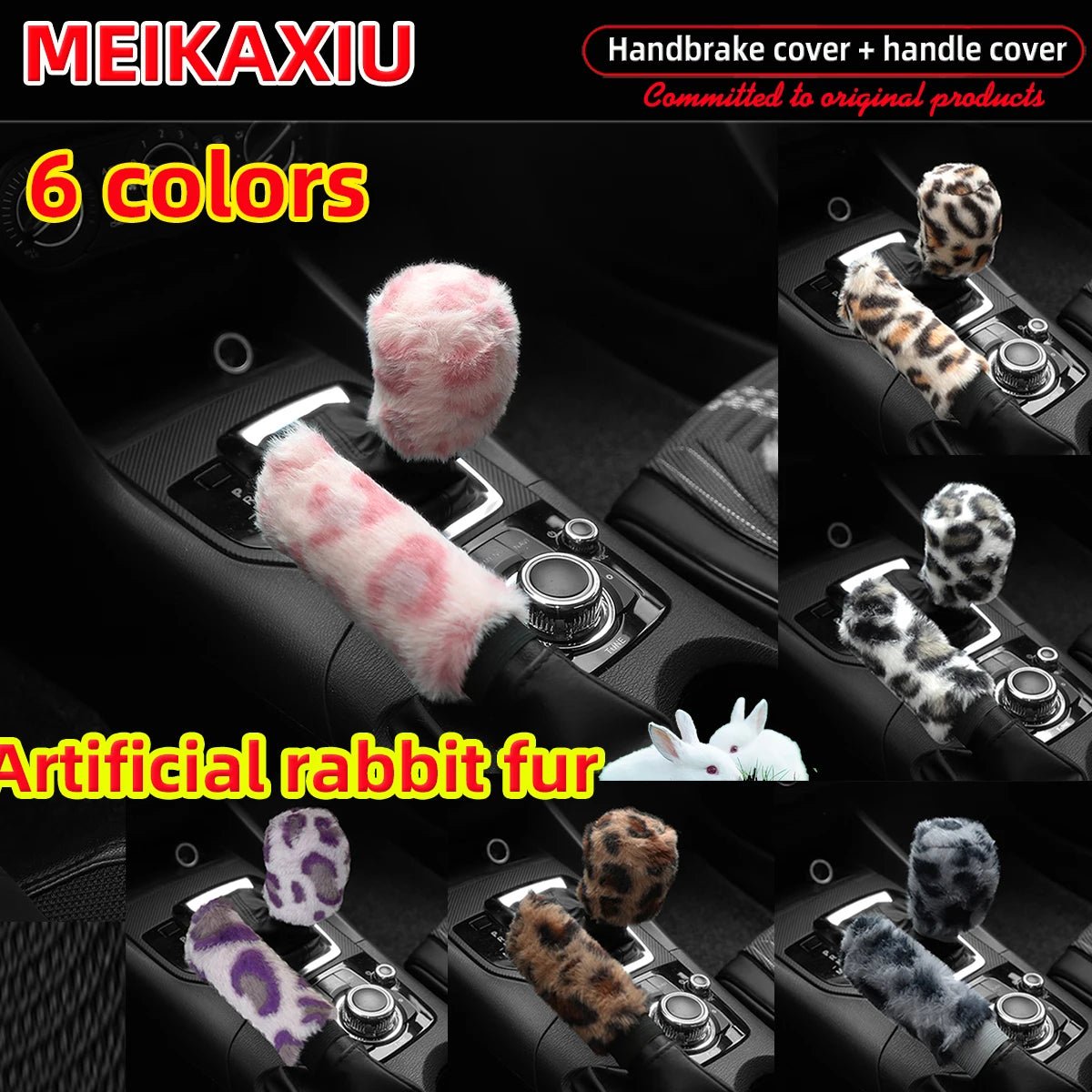 2pcs artificial rabbit fur printed leopard pattern car handbrake lever cover gearshift lever cover manual transmission for women - 𝐝𝐮𝐯𝐥𝐚𝐬𝐡𝐨𝐩.𝐜𝐨𝐦