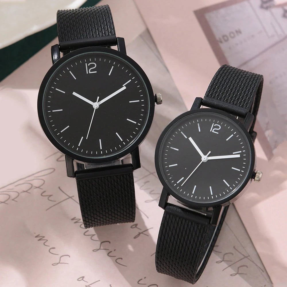 2PCS Set Couple Fashion Casual Leather Watches Ladies Simple Dial Quartz Wristwatches Dress Clock Montre Femme - 𝐝𝐮𝐯𝐥𝐚𝐬𝐡𝐨𝐩.𝐜𝐨𝐦