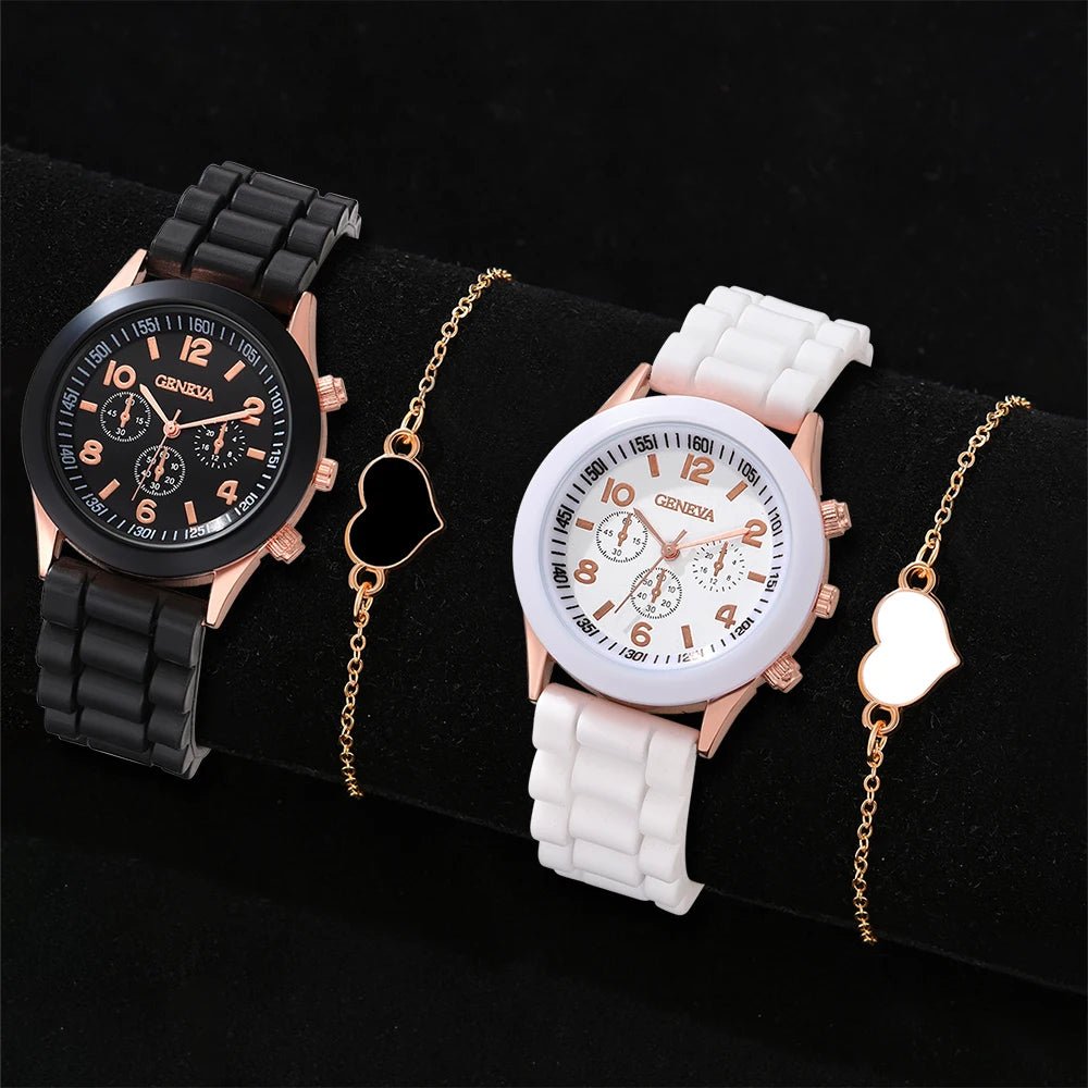 2PCS Set Couple Fashion Casual Leather Watches Ladies Simple Dial Quartz Wristwatches Dress Clock Montre Femme - 𝐝𝐮𝐯𝐥𝐚𝐬𝐡𝐨𝐩.𝐜𝐨𝐦