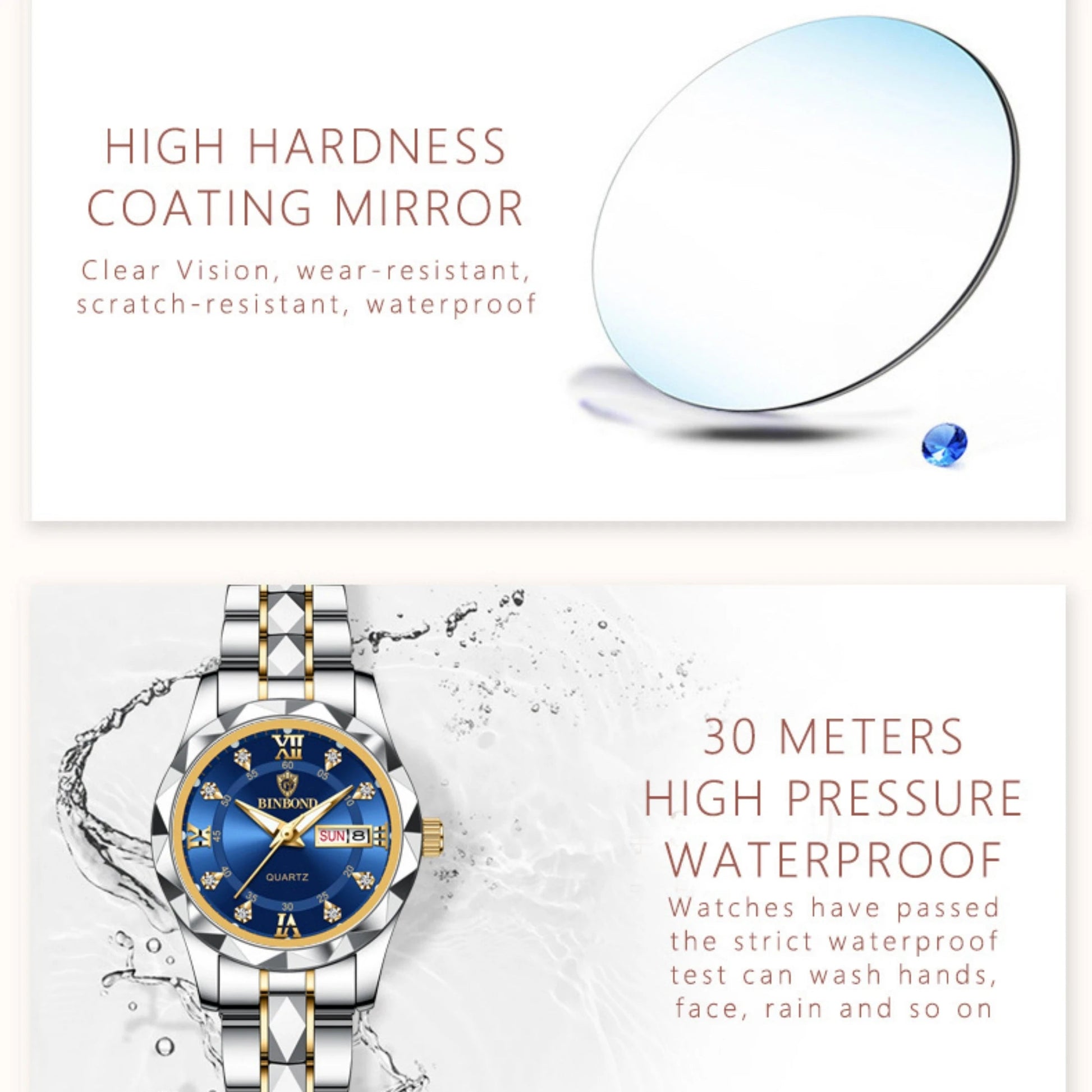 2pcs/set Couple Watches 30M Waterproof Fashion Valentine's Day Gift Stainless Steel Crystal Watch Men Women Quartz Watch 2521 - 𝐝𝐮𝐯𝐥𝐚𝐬𝐡𝐨𝐩.𝐜𝐨𝐦