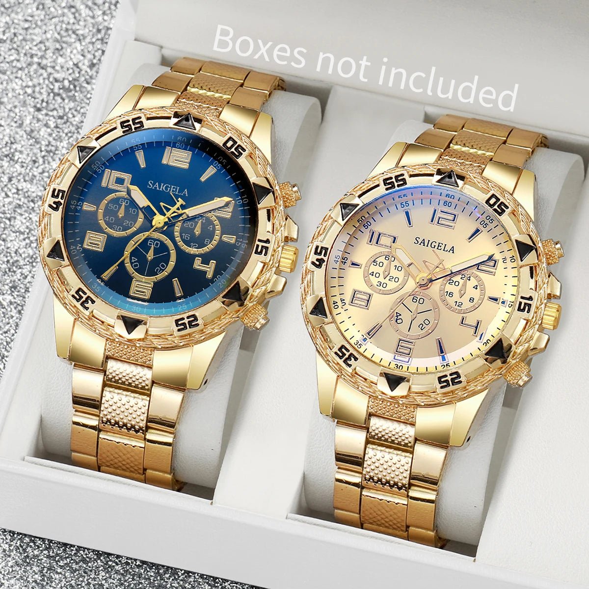 2pcs/set Men Business Watches Fashion Arabic Dial Steel Band Male's Quartz Watch Set (Without Box） - 𝐝𝐮𝐯𝐥𝐚𝐬𝐡𝐨𝐩.𝐜𝐨𝐦