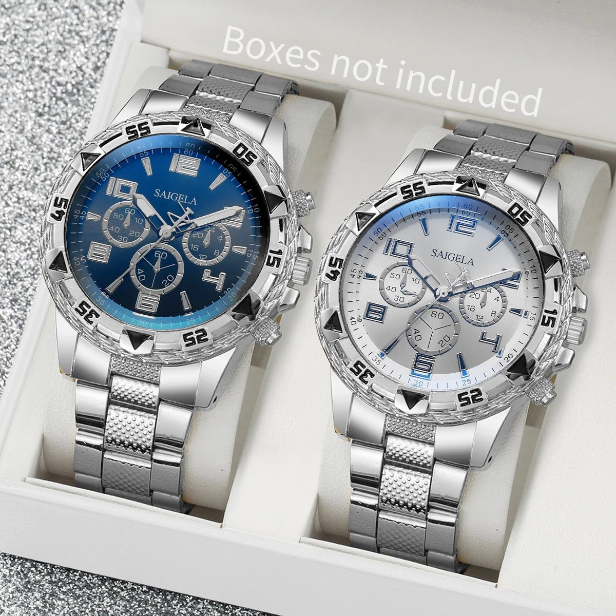2pcs/set Men Business Watches Fashion Arabic Dial Steel Band Male's Quartz Watch Set (Without Box） - 𝐝𝐮𝐯𝐥𝐚𝐬𝐡𝐨𝐩.𝐜𝐨𝐦