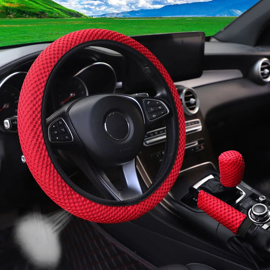 3 - piece Massage Mesh Cloth Breathable Car without Inner Ring Steering Wheel Cover Handbrake Cover Handle Cover 14.5 - 15INCH - 𝐝𝐮𝐯𝐥𝐚𝐬𝐡𝐨𝐩.𝐜𝐨𝐦