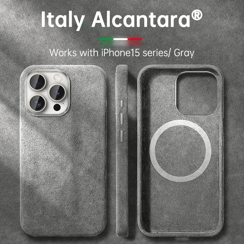 Carcasă din Alcantara italiană pentru iPhone 15 Pro Max, din piele business, pentru iPhone 13 Pro Max, cu magneți