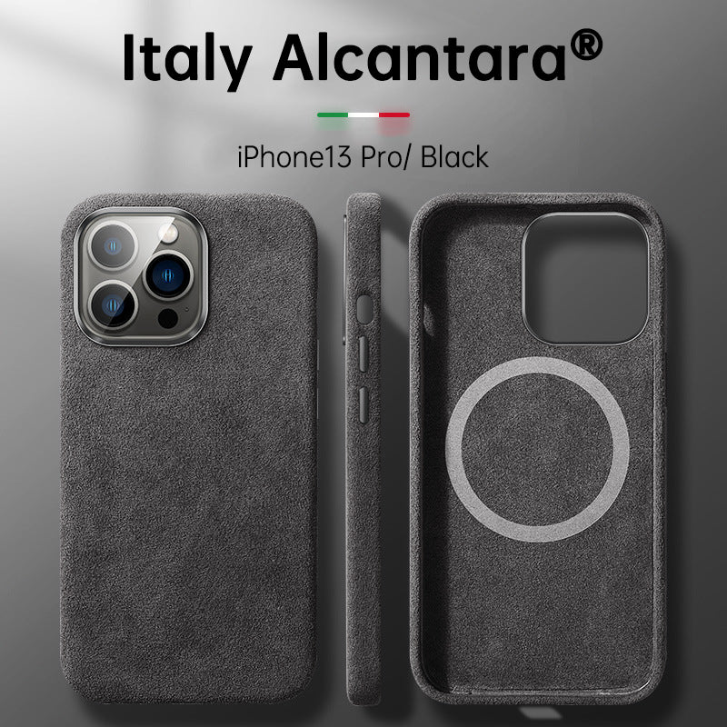 Carcasă din Alcantara italiană pentru iPhone 15 Pro Max, din piele business, pentru iPhone 13 Pro Max, cu magneți