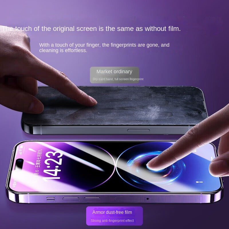 Protector de ecran din sticlă securizată pentru Apple iPhone 15 Pro Max, folie anti-spionaj cu instrument de aplicare cu rolă anti-praf
