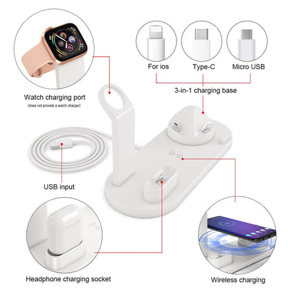 4 in 1 Wireless Charging Dock Station For Apple Watch iPhone X XS XR MAX 11 Pro 8 Airpods 10W Qi Fast Charger Stand Holder - 𝐃𝐔𝐕𝐋𝐀𝐒𝐇𝐎𝐏