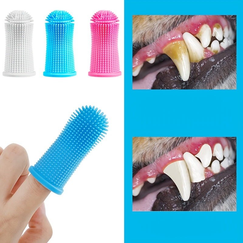 Super Soft Silicone Pet Finger Toothbrush for Dogs & Cats - Gentle Dental Care with Soft Bristles, Ergonomic Grip, Plaque & Tartar Remover, Safe for Sensitive Gums, Multi-Color Options (White, Pink, Blue, Green, Black) - Batt