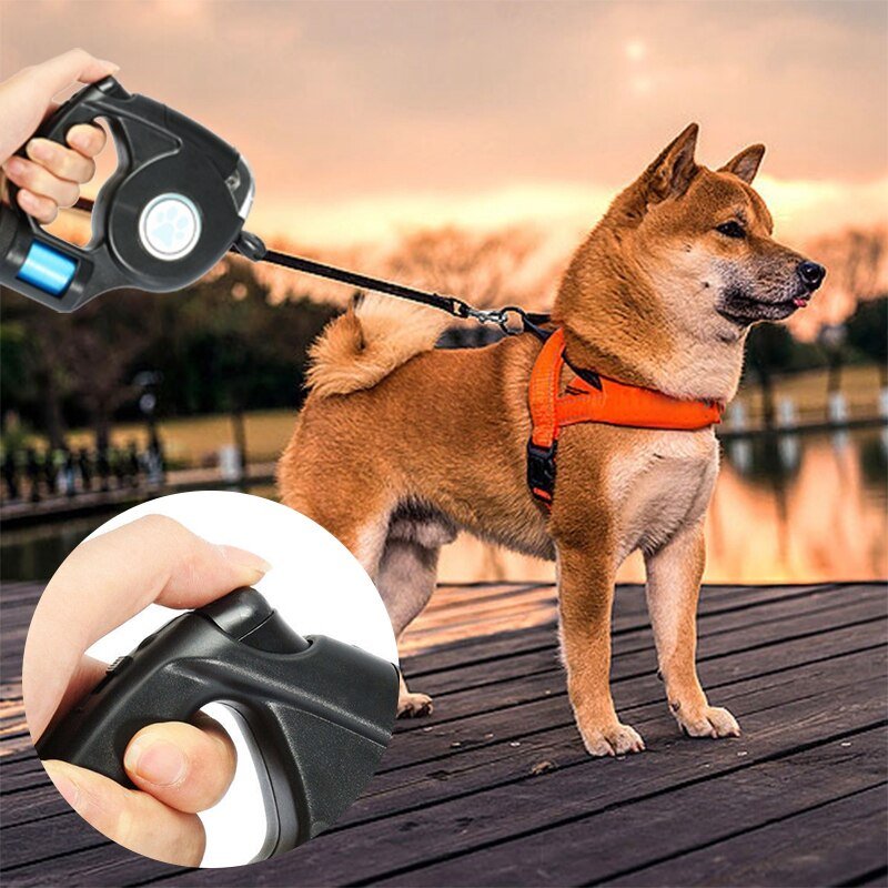 4.5M LED Flashlight Extendable Retractable Pet Dog Leash Lead with Garbage Bag - 𝐝𝐮𝐯𝐥𝐚𝐬𝐡𝐨𝐩.𝐜𝐨𝐦